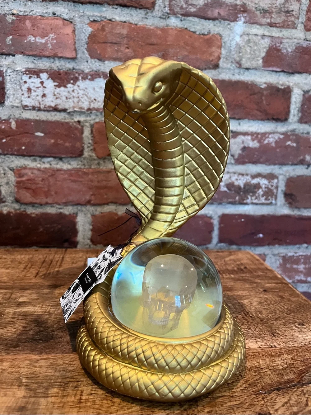 Tahari Gold Cobra with Iridescent Crystal Ball 8 inches tall - Picture 1 of 9